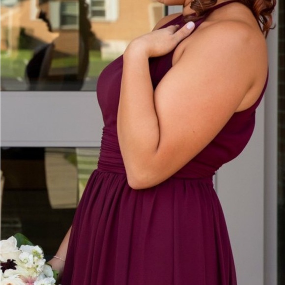 Bill Levkoff Bridesmaid Dress 7044 14 Wine - Picture 2 of 4